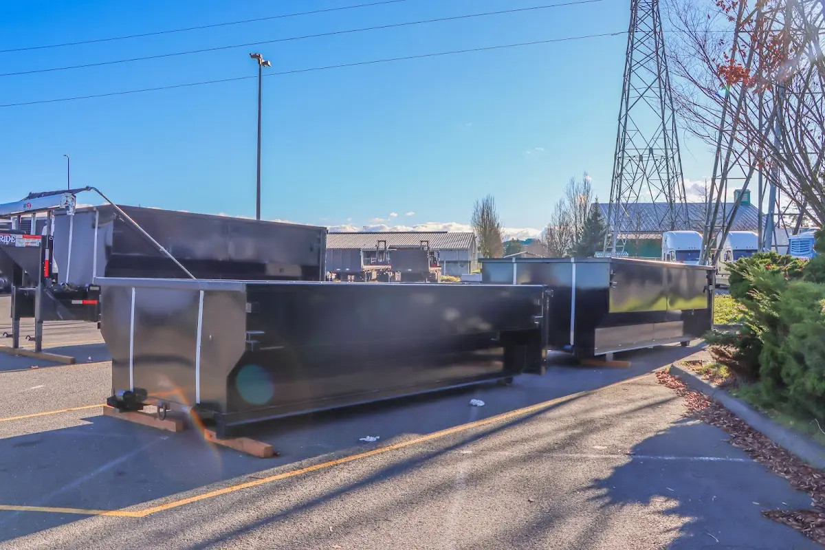 Roll-off dumpster ready for waste disposal at job site for Construction Dumpster Rental in Hillcrest
